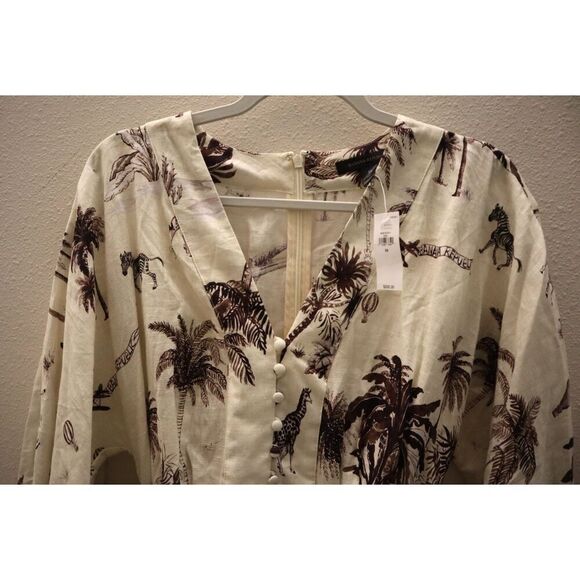 Banana Republic 849578-04 Women's Sz XS Beige Safari Landscape Linen Dress - Picture 6 of 15